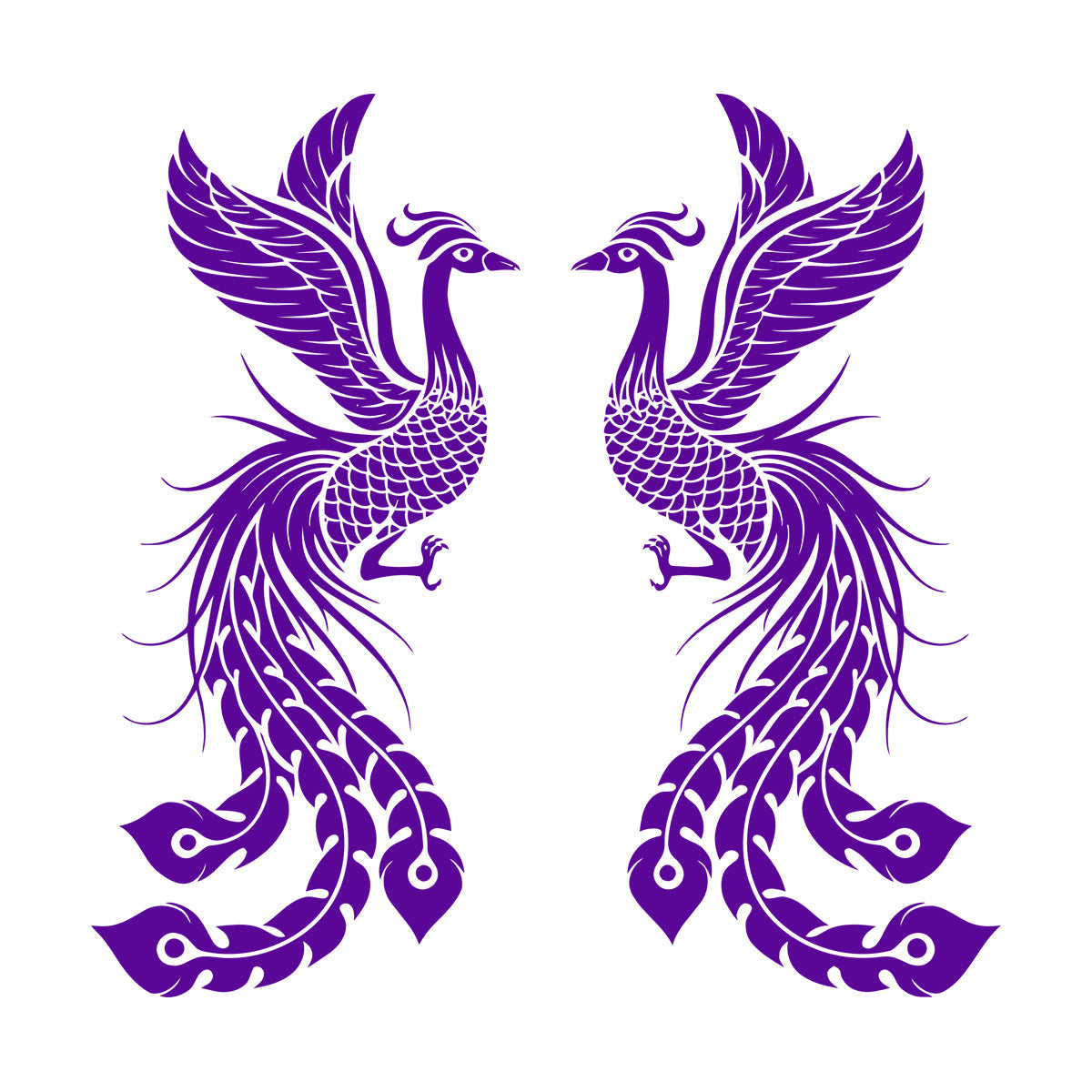 Fire Phoenix Couple Fantasy Birds Myth Engraving Stickers Waterproof