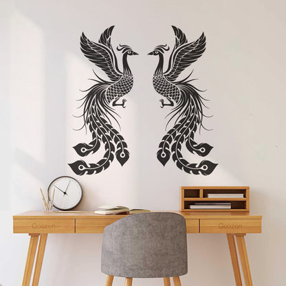 Fire Phoenix Couple Fantasy Birds Myth Engraving Stickers Waterproof