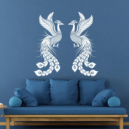 Fire Phoenix Couple Fantasy Birds Myth Engraving Stickers Waterproof