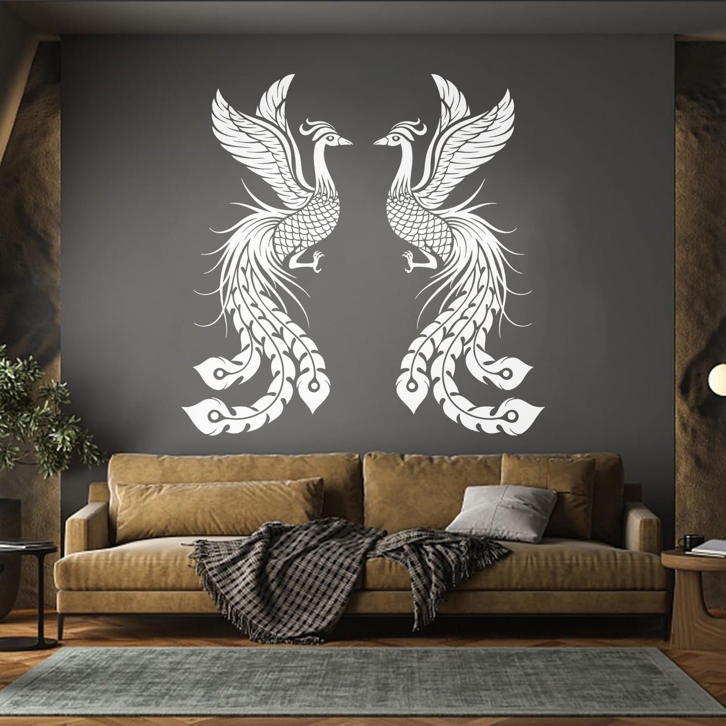 Fire Phoenix Couple Fantasy Birds Myth Engraving Stickers Waterproof