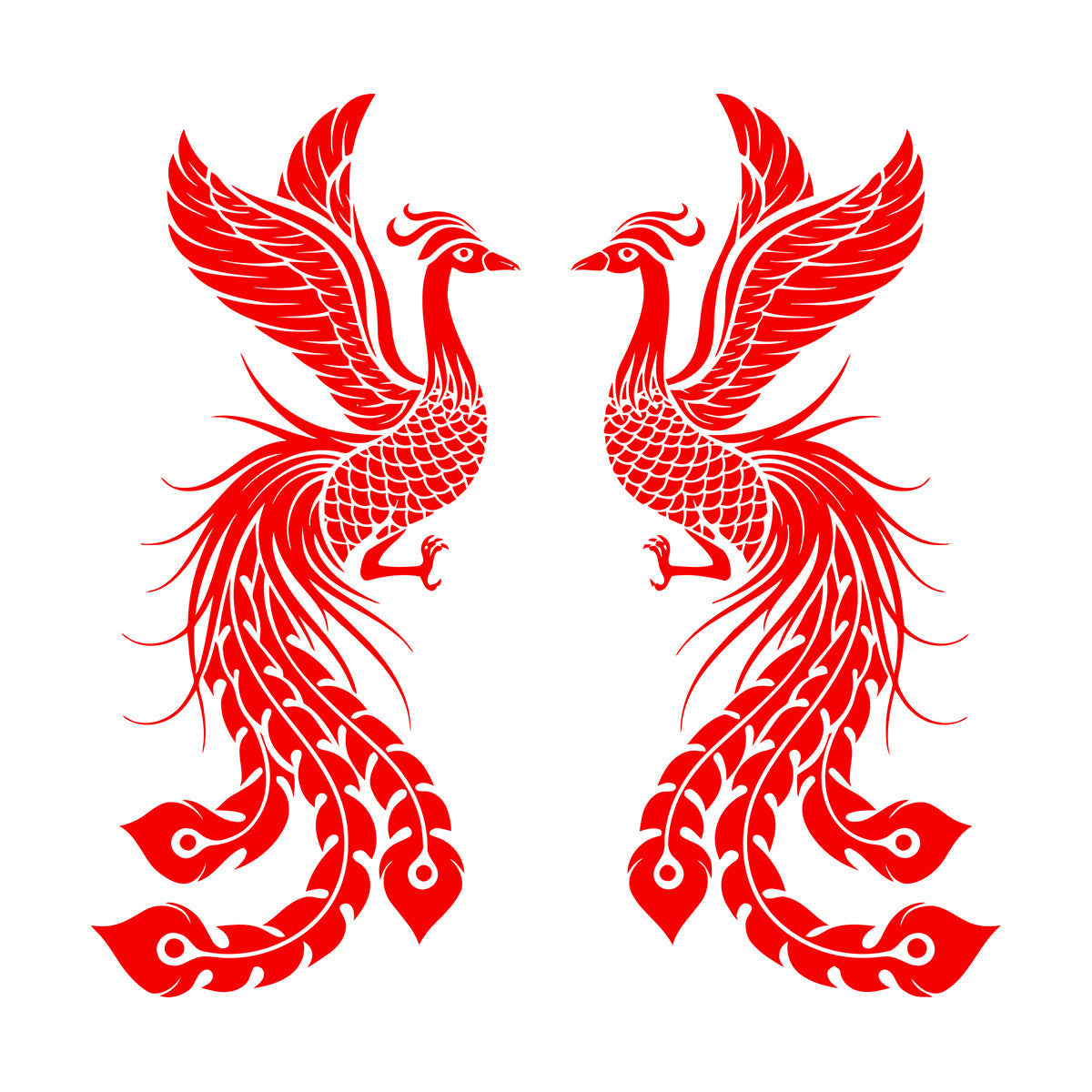 Fire Phoenix Couple Fantasy Birds Myth Engraving Stickers Waterproof