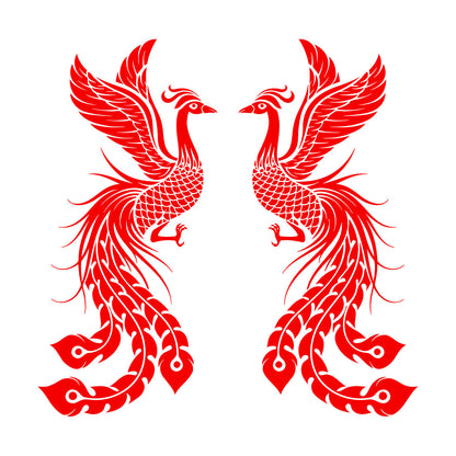 Fire Phoenix Couple Fantasy Birds Myth Engraving Stickers Waterproof