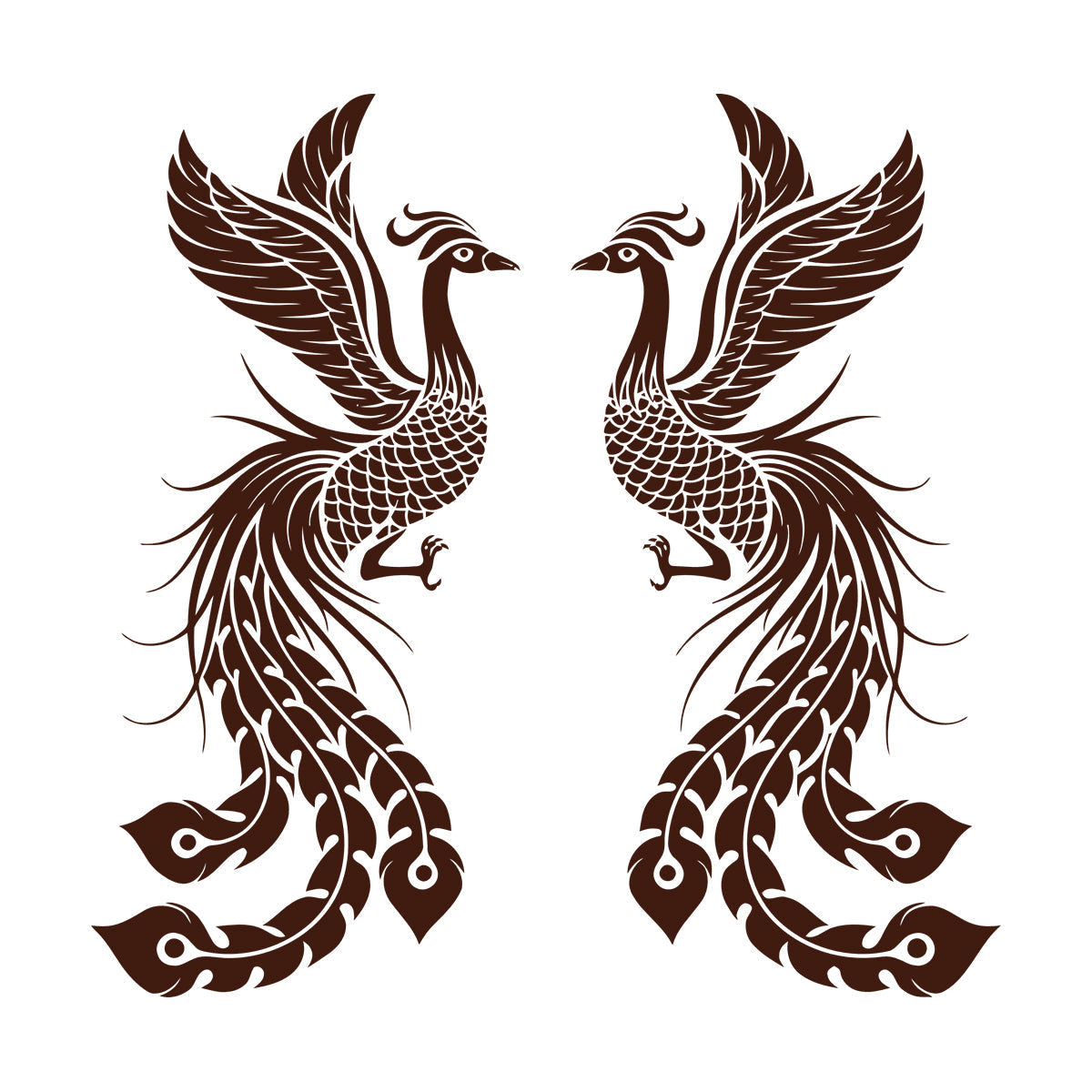 Fire Phoenix Couple Fantasy Birds Myth Engraving Stickers Waterproof