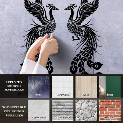 Fire Phoenix Couple Fantasy Birds Myth Engraving Stickers Waterproof