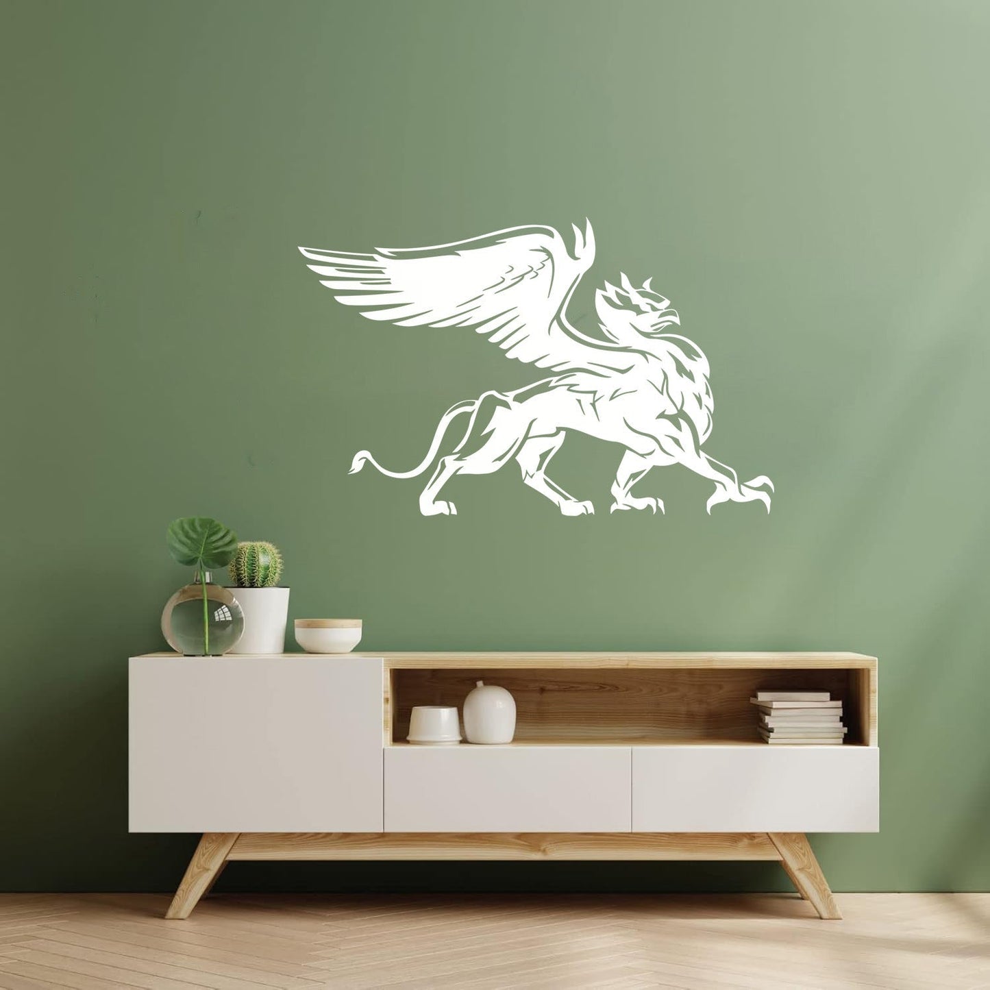 Engraving Decals Griffin Eagle Lion Wings Fantasy Beast Bird Glass Stickers