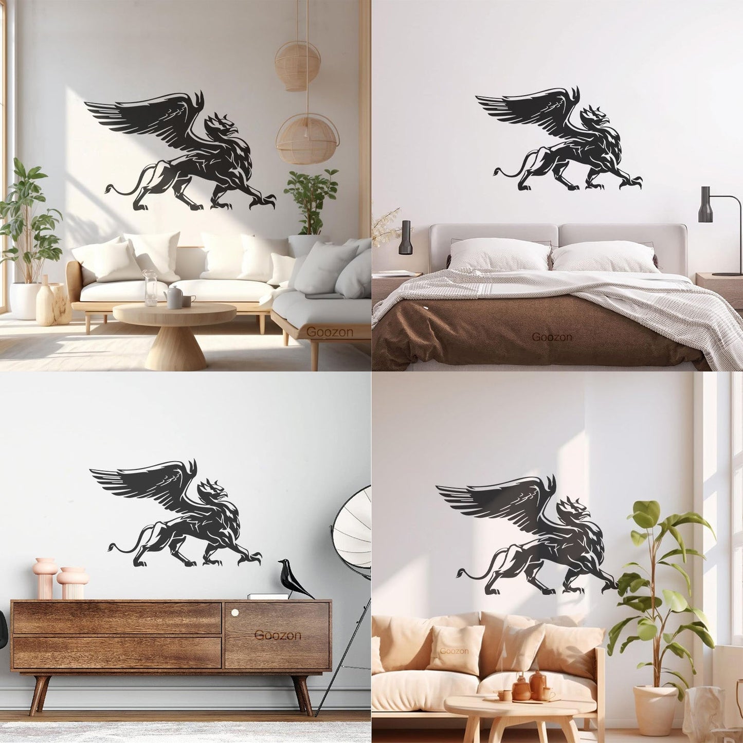 Engraving Decals Griffin Eagle Lion Wings Fantasy Beast Bird Glass Stickers