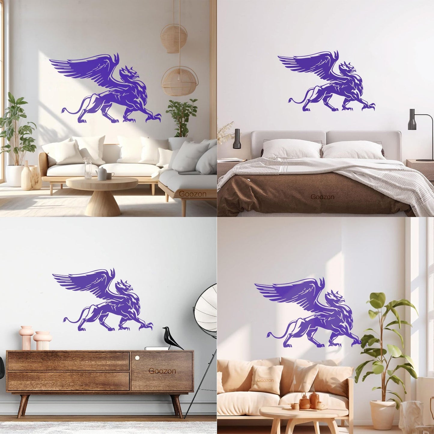 Engraving Decals Griffin Eagle Lion Wings Fantasy Beast Bird Glass Stickers
