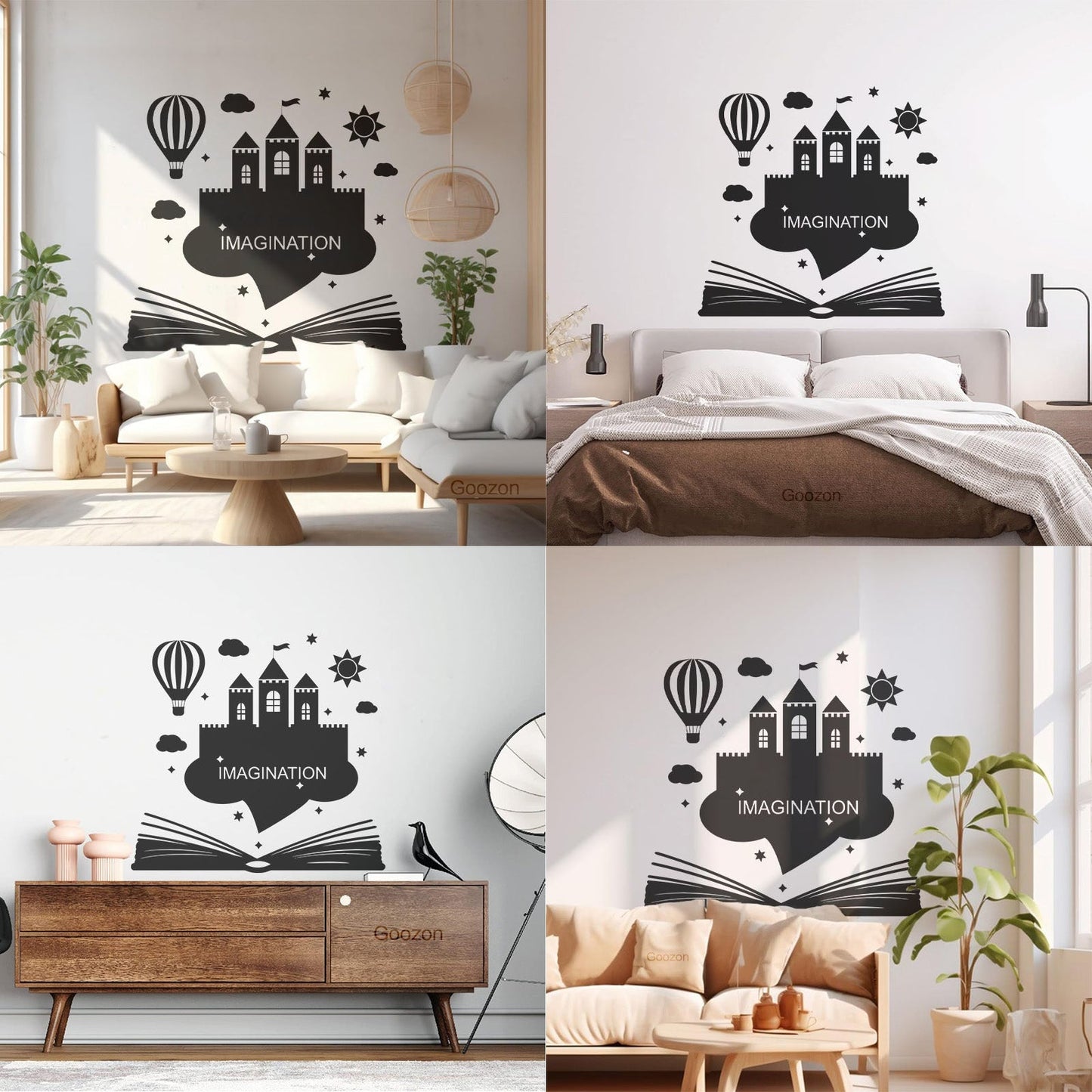 Wall Vinyl Sticker Decor Imagination Kids Book Fantasy Castle Removable Without Leaving Glue