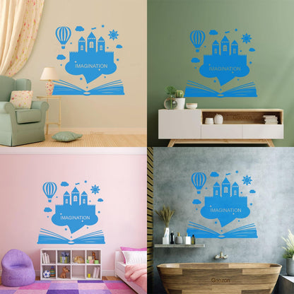 Wall Vinyl Sticker Decor Imagination Kids Book Fantasy Castle Removable Without Leaving Glue