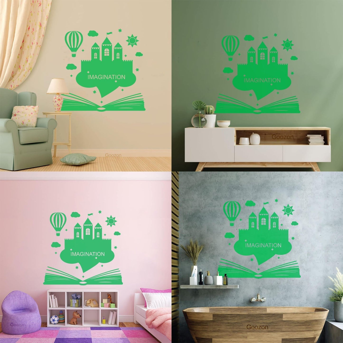 Wall Vinyl Sticker Decor Imagination Kids Book Fantasy Castle Removable Without Leaving Glue