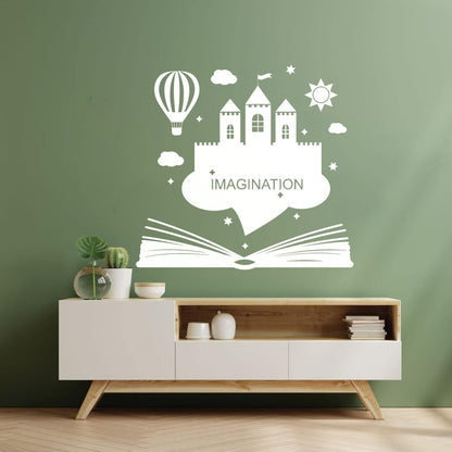 Wall Vinyl Sticker Decor Imagination Kids Book Fantasy Castle Removable Without Leaving Glue