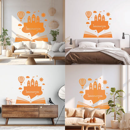 Wall Vinyl Sticker Decor Imagination Kids Book Fantasy Castle Removable Without Leaving Glue