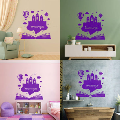 Wall Vinyl Sticker Decor Imagination Kids Book Fantasy Castle Removable Without Leaving Glue