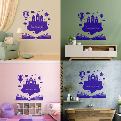 Wall Vinyl Sticker Decor Imagination Kids Book Fantasy Castle Removable Without Leaving Glue