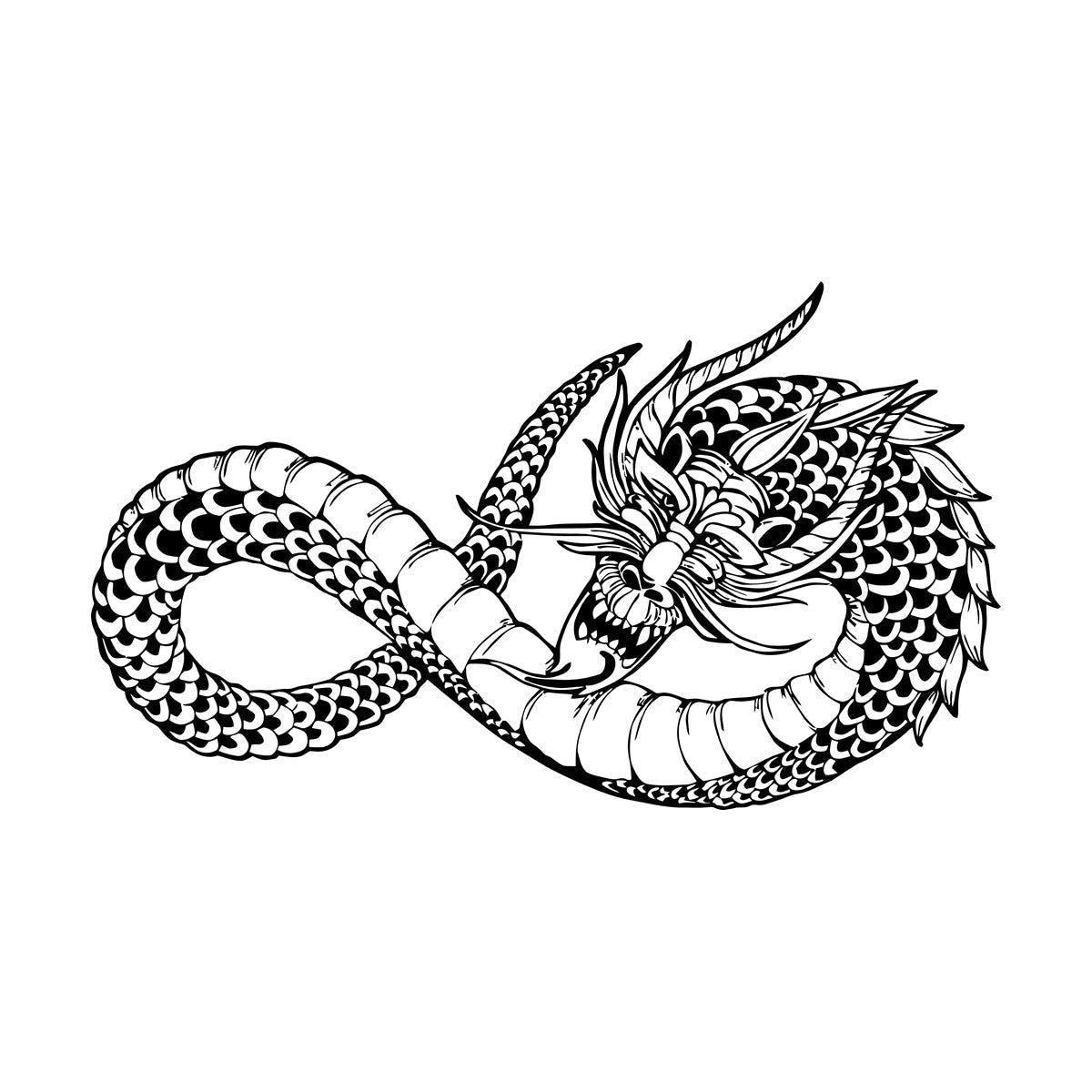 Fine Carving Stickers Japanese Dragon Fantasy Asian Style Self Adhesive