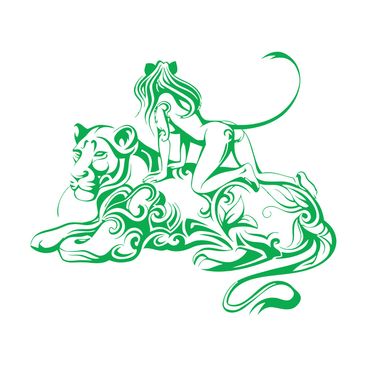 Engraving Stickers Lioness Woman Fantasy Easy Installation