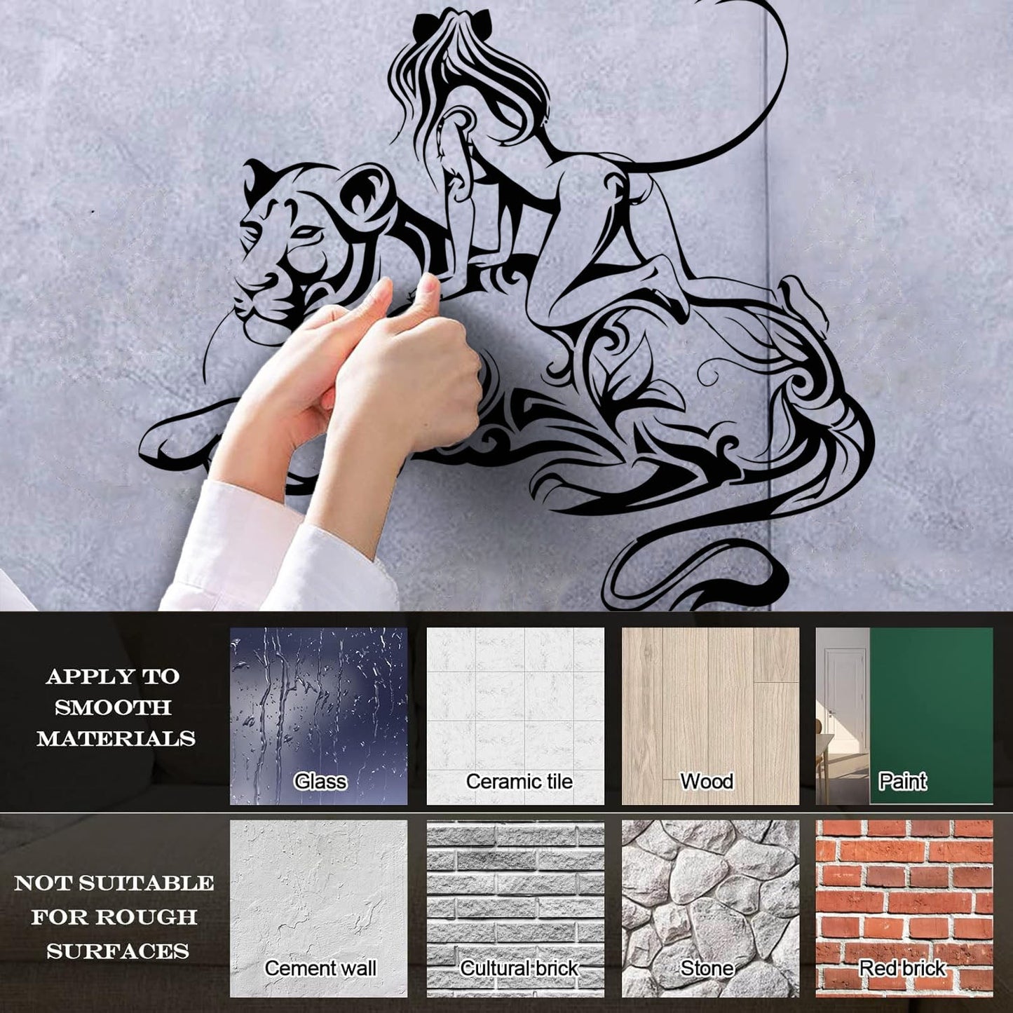 Engraving Stickers Lioness Woman Fantasy Easy Installation