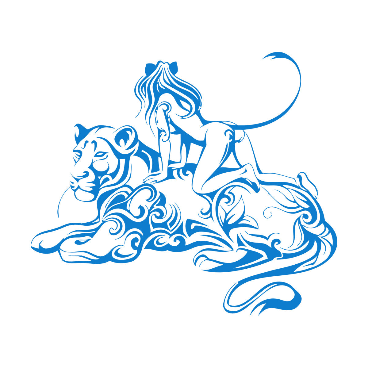 Engraving Stickers Lioness Woman Fantasy Easy Installation