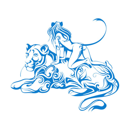 Engraving Stickers Lioness Woman Fantasy Easy Installation