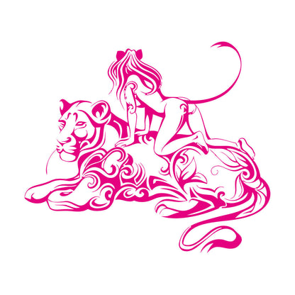 Engraving Stickers Lioness Woman Fantasy Easy Installation