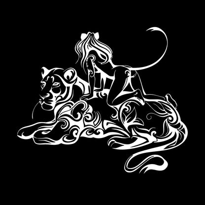 Engraving Stickers Lioness Woman Fantasy Easy Installation