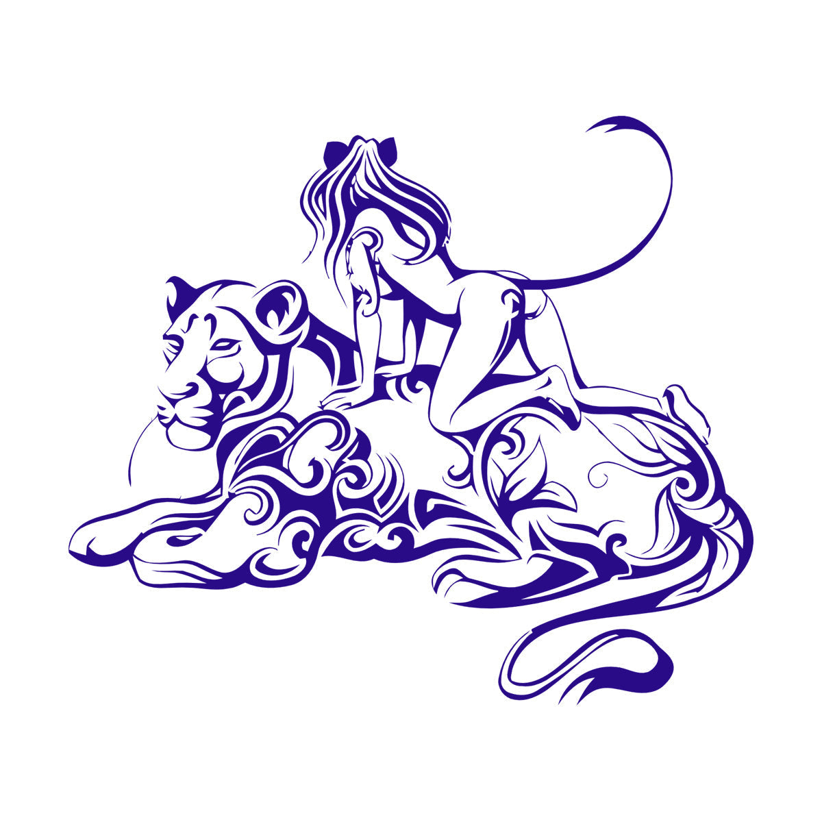 Engraving Stickers Lioness Woman Fantasy Easy Installation