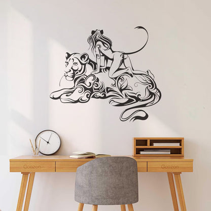 Engraving Stickers Lioness Woman Fantasy Easy Installation
