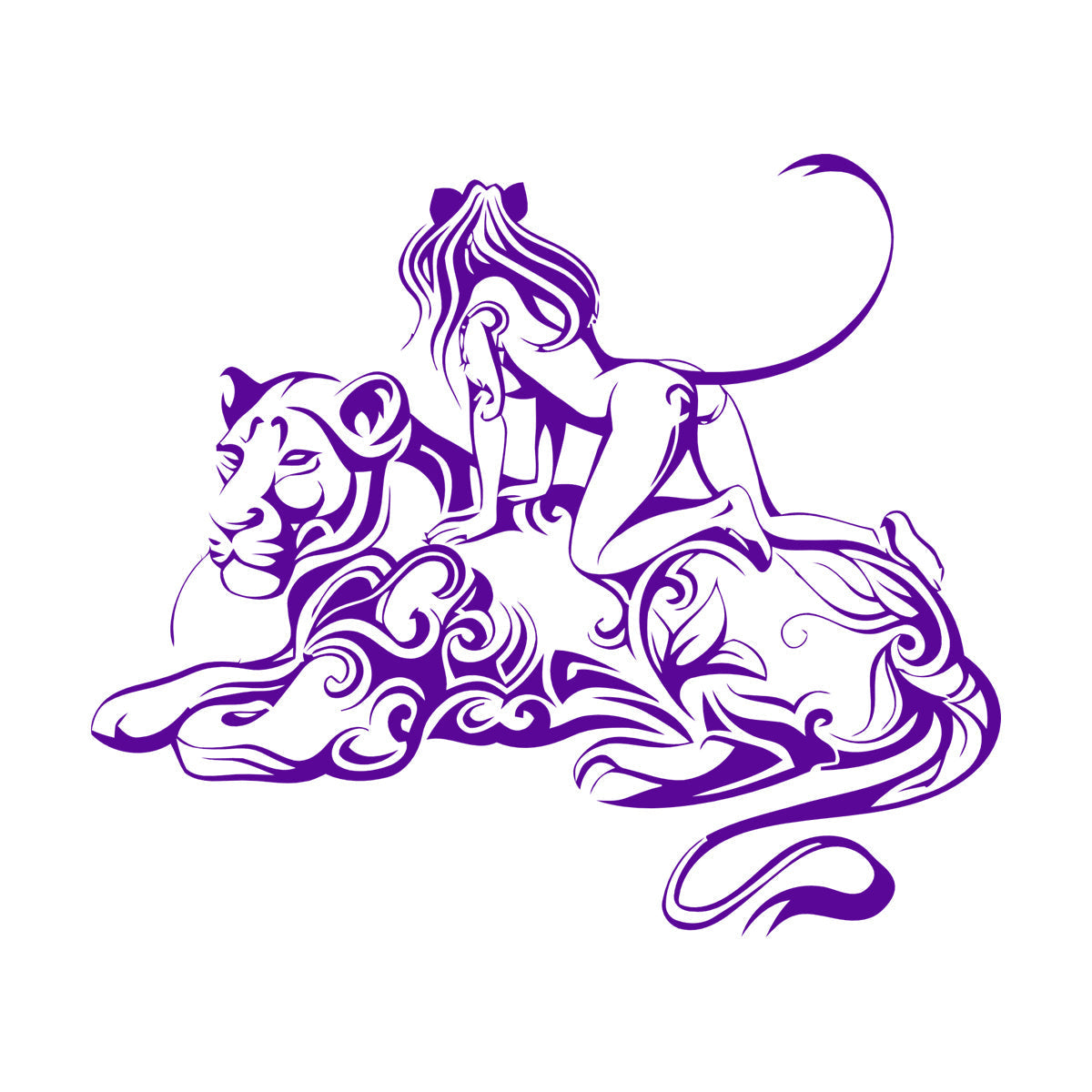 Engraving Stickers Lioness Woman Fantasy Easy Installation