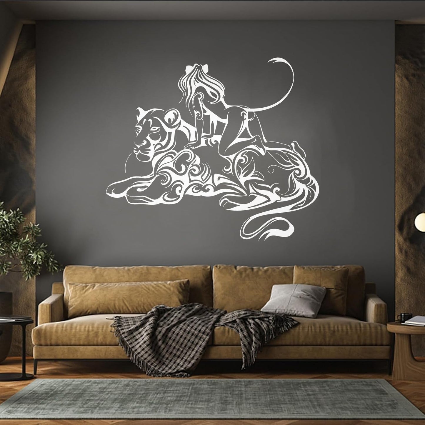 Engraving Stickers Lioness Woman Fantasy Easy Installation