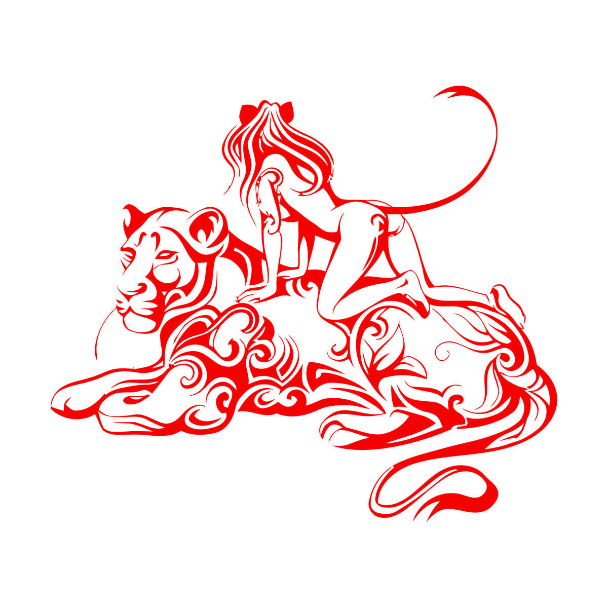 Engraving Stickers Lioness Woman Fantasy Easy Installation