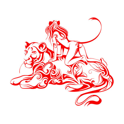Engraving Stickers Lioness Woman Fantasy Easy Installation