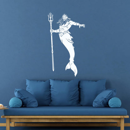 Wall Decals Paster Paper Poseidon God Fantasy Marine Nautical Trident It Won'T Fall Off