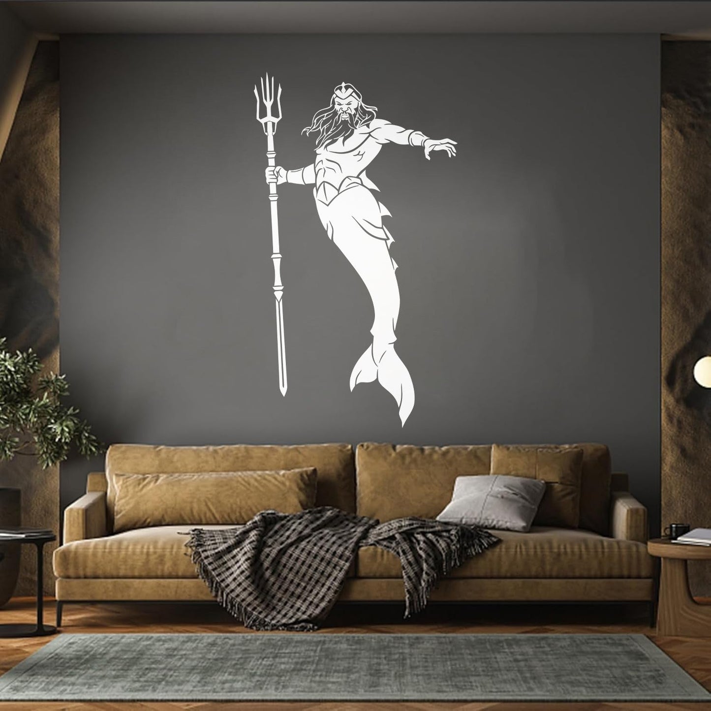 Wall Decals Paster Paper Poseidon God Fantasy Marine Nautical Trident It Won'T Fall Off