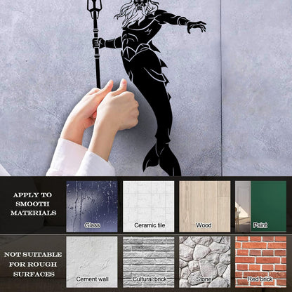 Wall Decals Paster Paper Poseidon God Fantasy Marine Nautical Trident It Won'T Fall Off