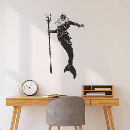 Wall Decals Paster Paper Poseidon God Fantasy Marine Nautical Trident It Won'T Fall Off