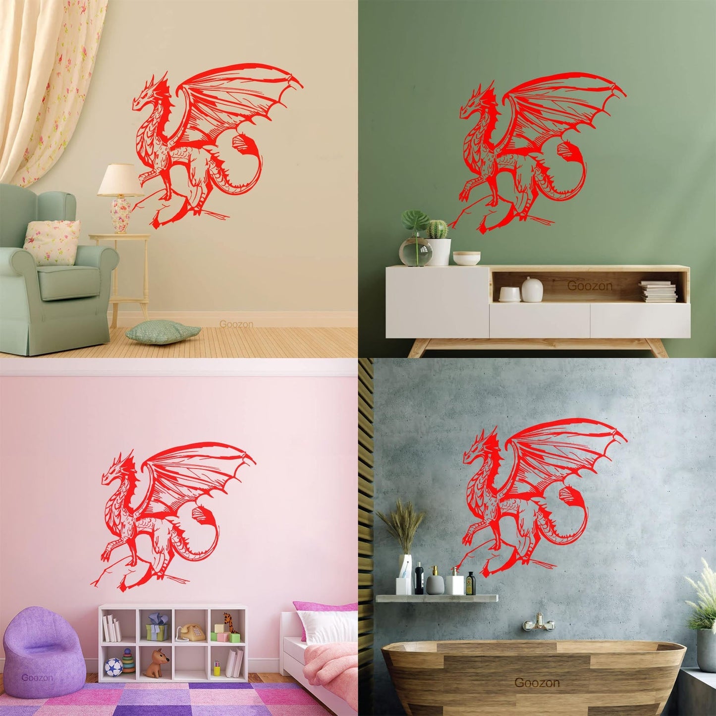 Myth Dragon Fantasy Monster Animal Sketch Engraving Decals Wall Beautification