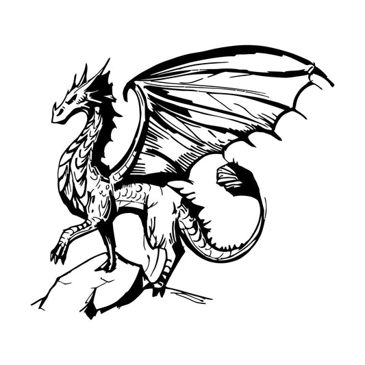 Myth Dragon Fantasy Monster Animal Sketch Engraving Decals Wall Beautification