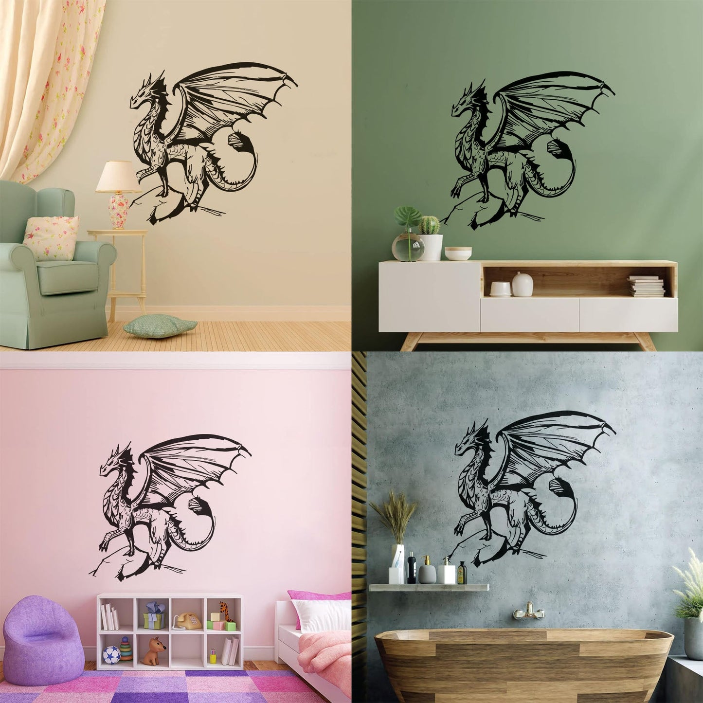 Myth Dragon Fantasy Monster Animal Sketch Engraving Decals Wall Beautification