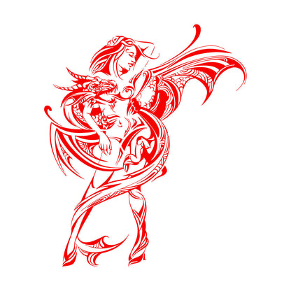 Wall Stickers Naked Woman With Dragon Fantasy Tattoo Culture