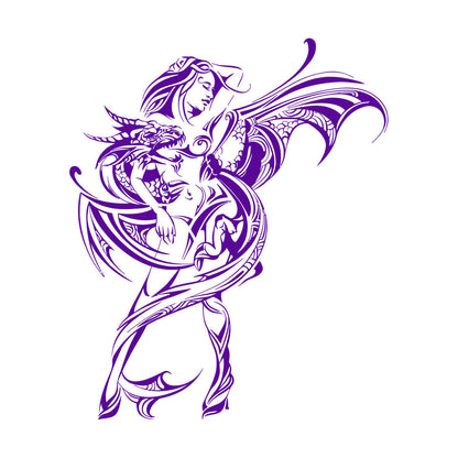Wall Stickers Naked Woman With Dragon Fantasy Tattoo Culture