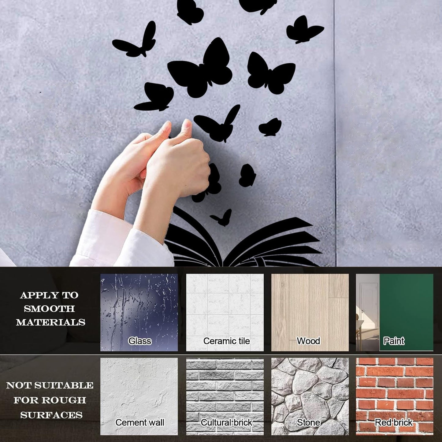 Open Book Of Fairy Tales Fantasy Butterflies Fine Carving Decals Removable Without Leaving Glue