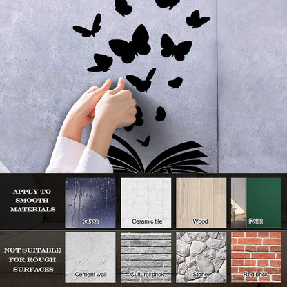 Open Book Of Fairy Tales Fantasy Butterflies Fine Carving Decals Removable Without Leaving Glue