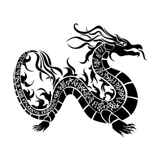 Vinyl Art Sticker Oriental Fantasy Chinese Dragon Asian Style Self Adhesive