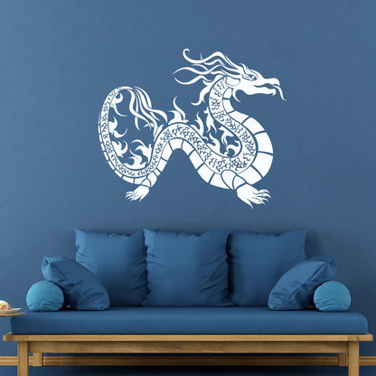 Vinyl Art Sticker Oriental Fantasy Chinese Dragon Asian Style Self Adhesive