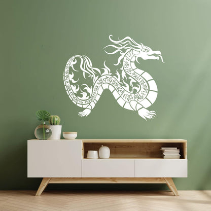 Vinyl Art Sticker Oriental Fantasy Chinese Dragon Asian Style Self Adhesive