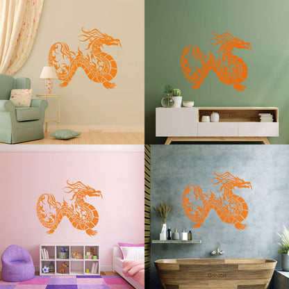 Vinyl Art Sticker Oriental Fantasy Chinese Dragon Asian Style Self Adhesive