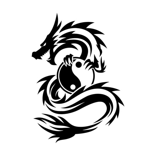 Oriental Dragon Mythological Fantasy Animal Yin Yang Wall Decals Pvc Equipped With Transfer Film Kit