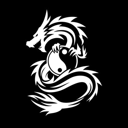 Oriental Dragon Mythological Fantasy Animal Yin Yang Wall Decals Pvc Equipped With Transfer Film Kit