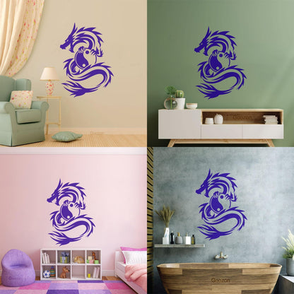 Oriental Dragon Mythological Fantasy Animal Yin Yang Wall Decals Pvc Equipped With Transfer Film Kit