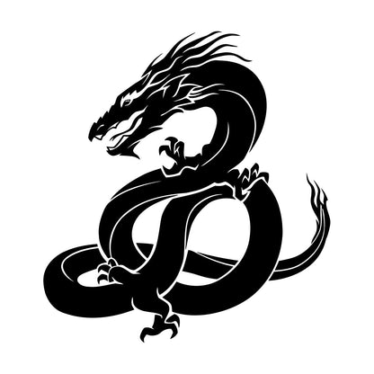Lettering Stickers Oriental Fantasy Magical Dragon Tattoo Easy Installation